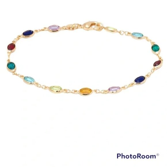 BOGO Barzel Swarovski Crystal 18k Gold over brass Ankle Bracelet Anklet Timeless - Picture 3 of 3